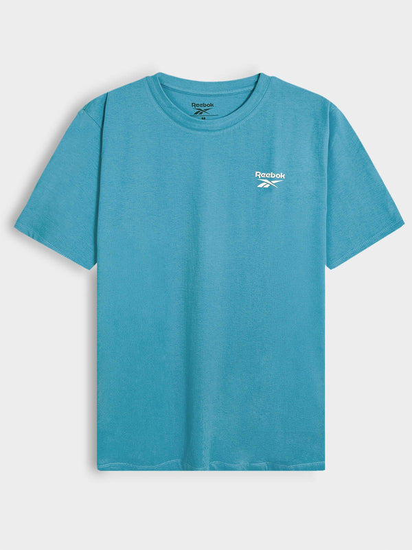 Reebok Men Teal Small Vector Logo T-Shirt