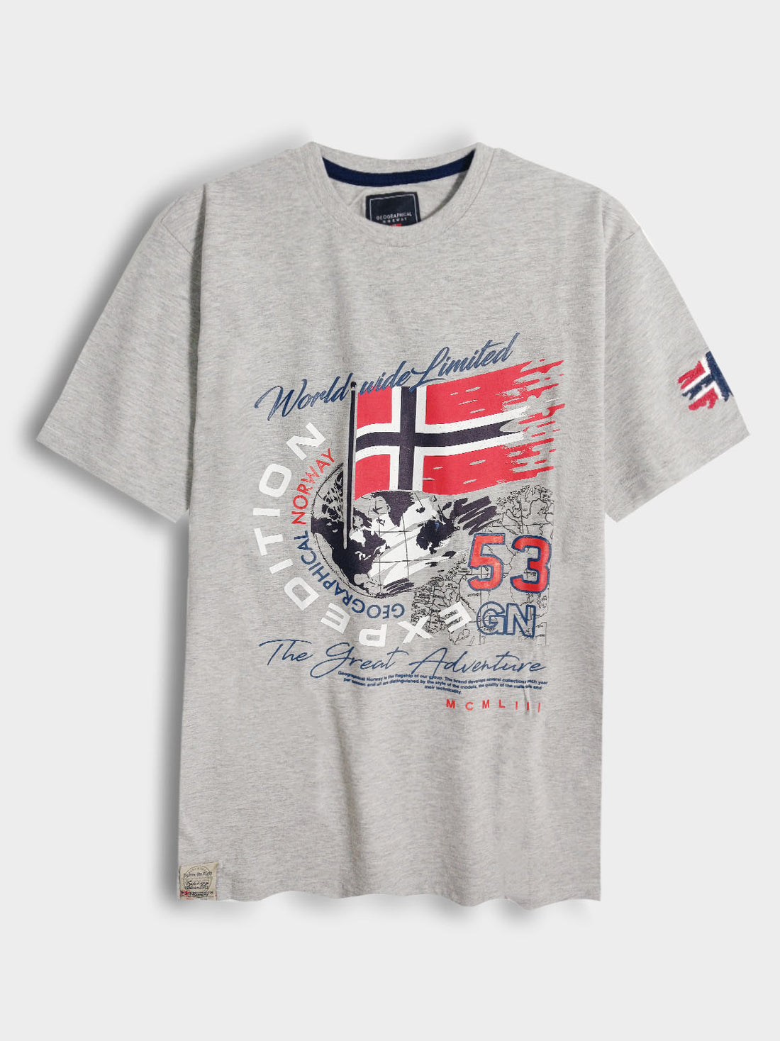 Geographical Norway Men Grey Great Adventure T-Shirt