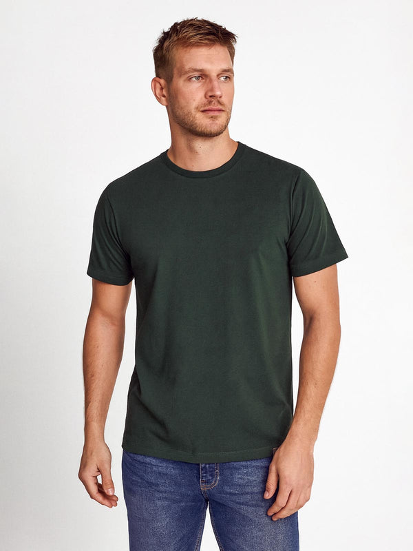 VO Jeans Men Olive Green Premium Solid Crew Neck T-Shirt