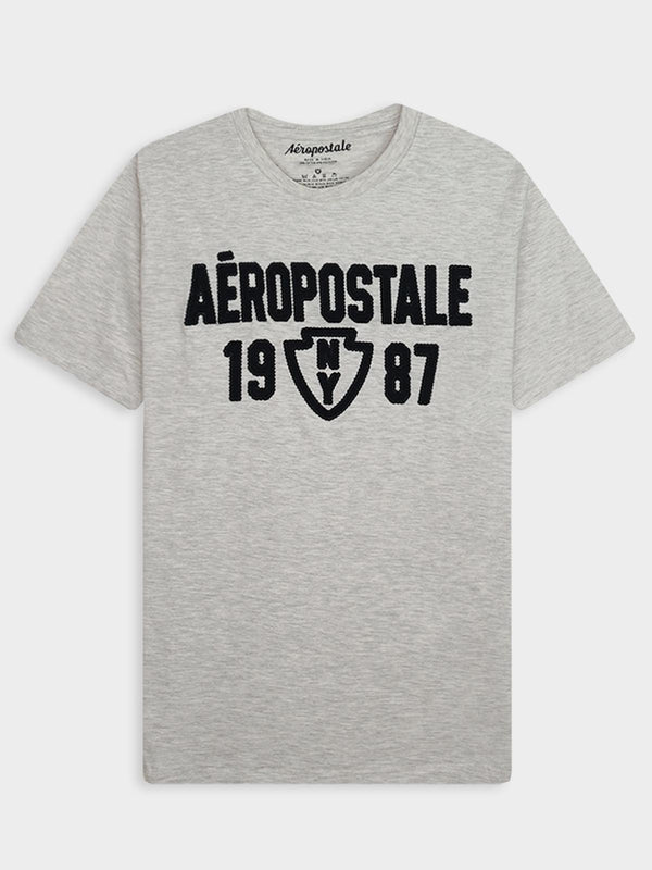 Aeropostale Men Olive Green Vertical Block Graphic T-Shirt