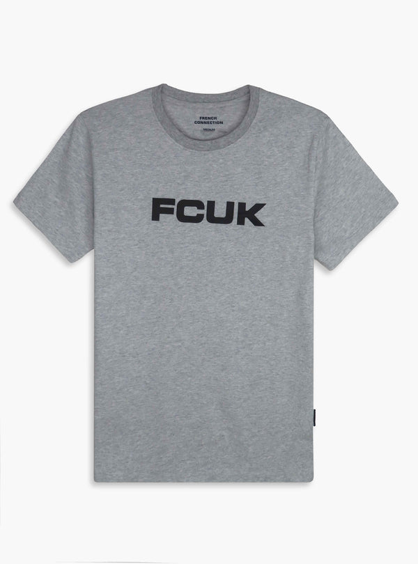 French Connection Men FCUK Light Grey Graphic T-Shirt