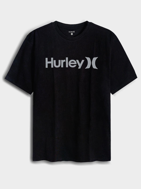 Hurley Men Black Classic Wordmark Graphic T-Shirt