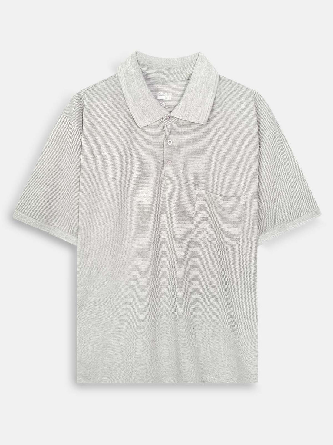 Identic Men Light Grey Horizontal Fine Striped Polo Shirt