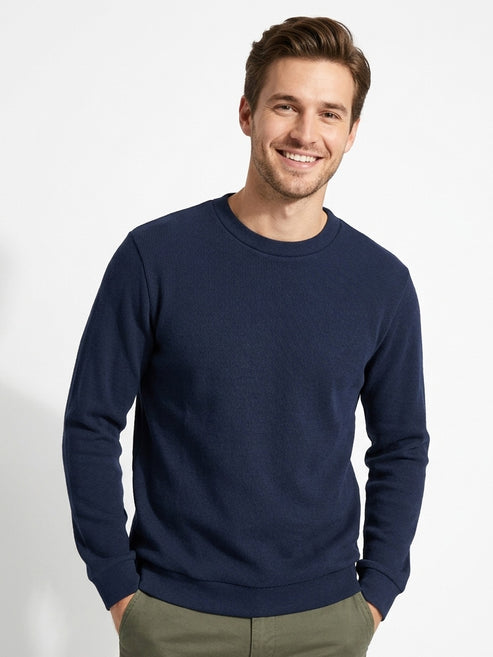 Next Level Men Classic Navy Fleece Crewneck Sweatshirt